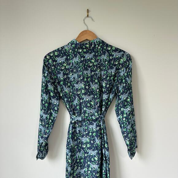 J. Crew Button Front Long Sleeve Midi Shirt Dress in Fauna Floral 00 - Picture 5 of 10
